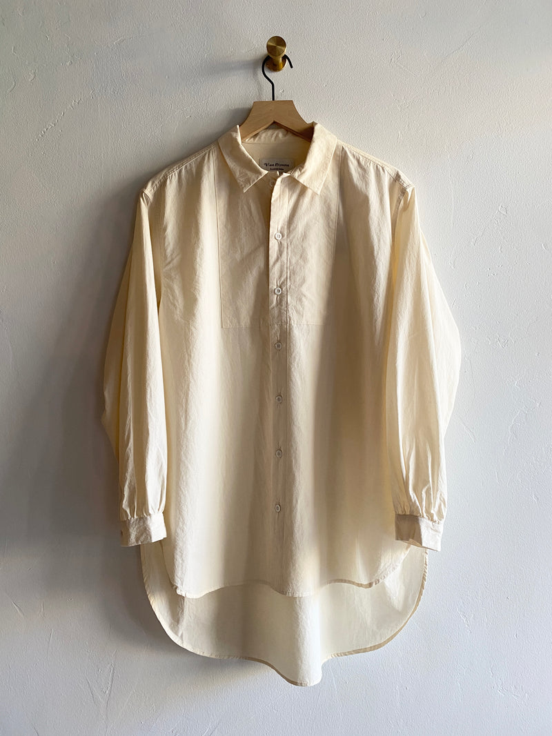 Long Sleeve Cotton Hemp Shirt, Ecru