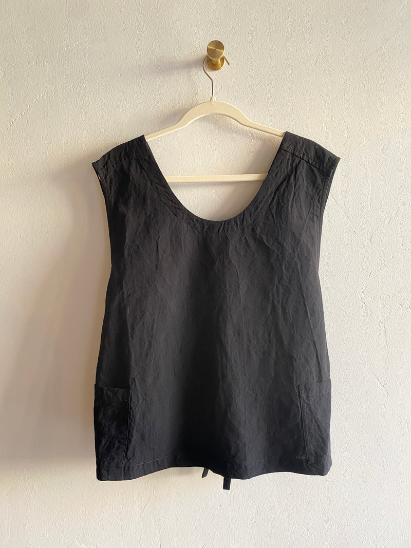 Cotton-Linen Wrap-Back Vest