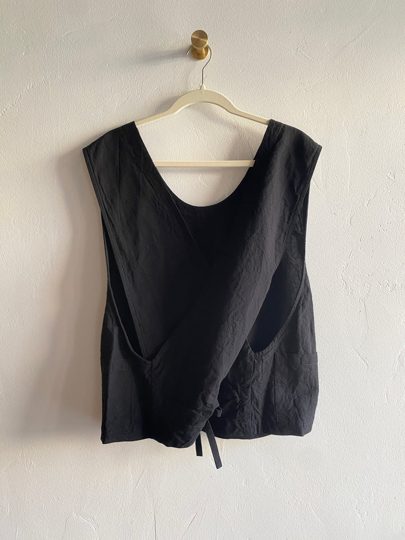 Cotton-Linen Wrap-Back Vest