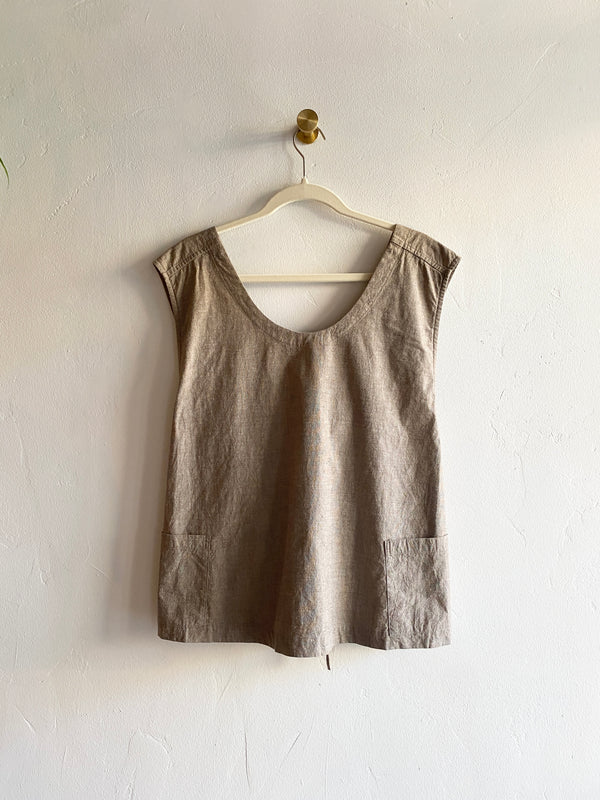 Cotton-Linen Wrap-Back Vest