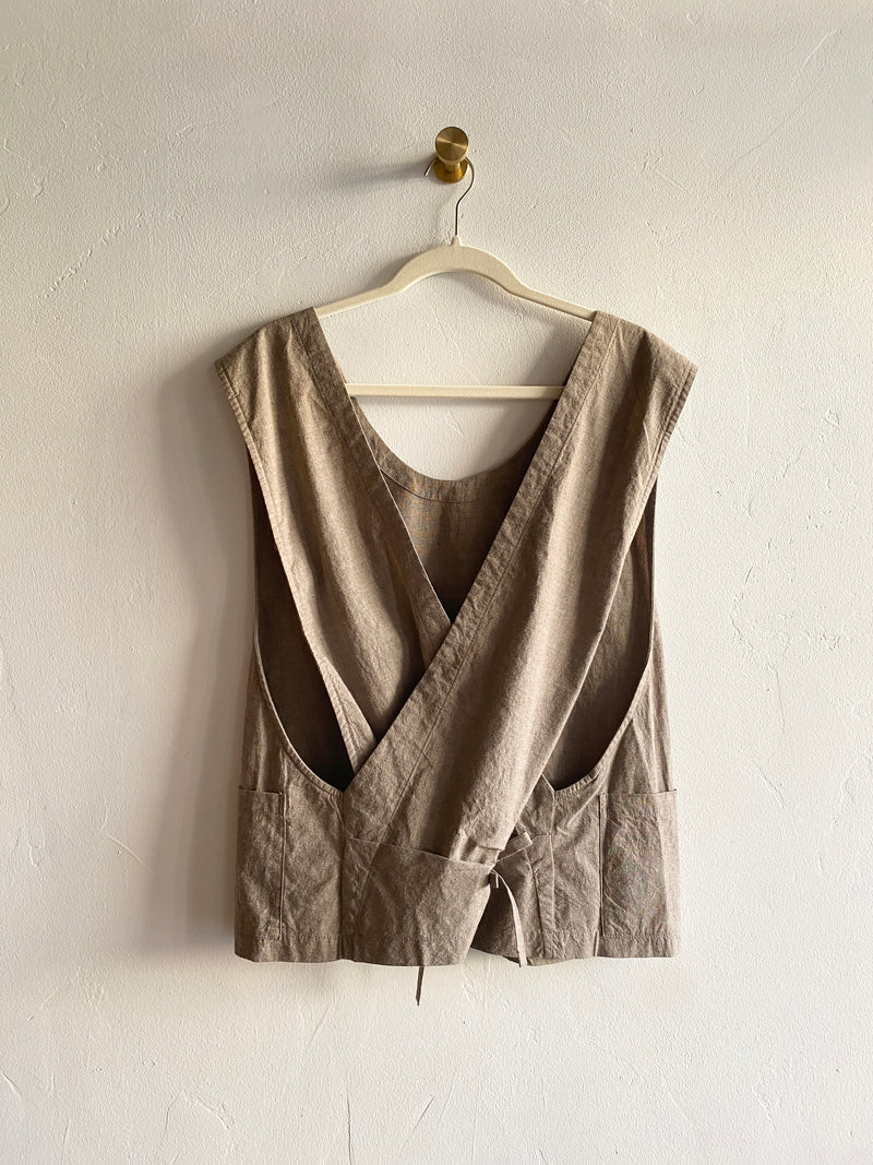 Cotton-Linen Wrap-Back Vest