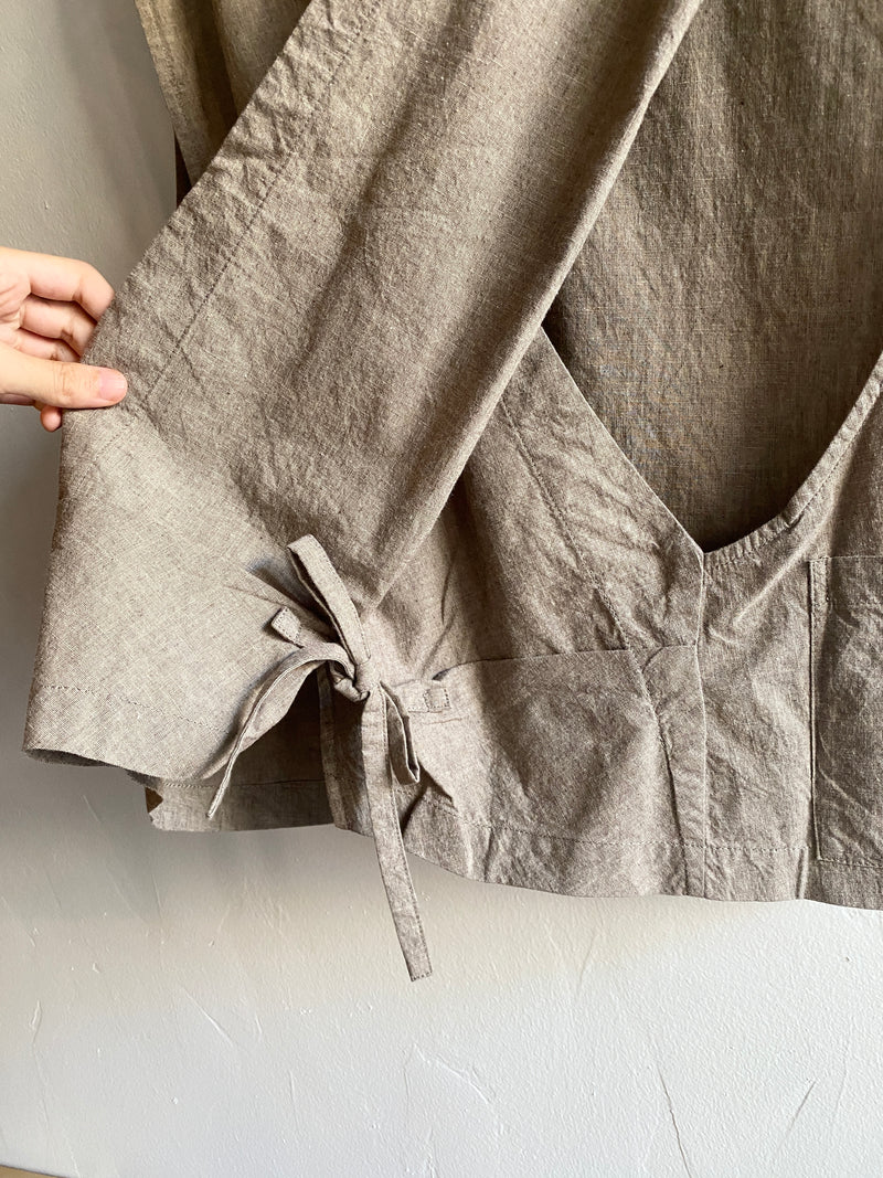 Cotton-Linen Wrap-Back Vest