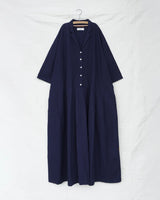 Linen Cotton Open Collar Dress