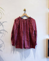 Astrid Silk Blouse in Dusty Pink and Indigo Stripes