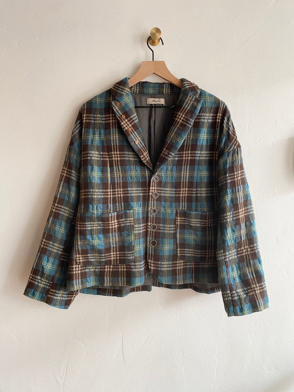 Woven Wool-Cotton Washer Tartan Jacket