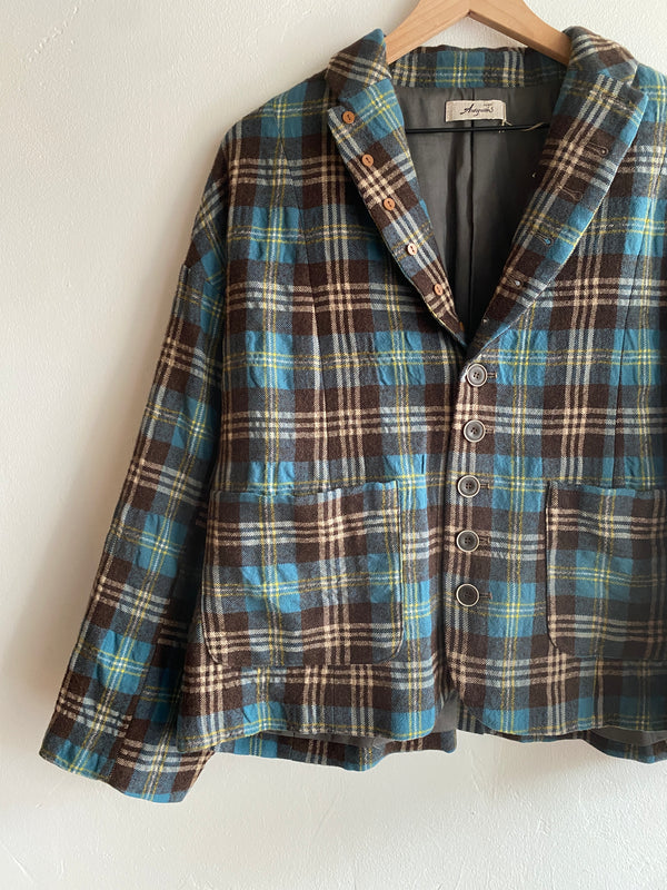 Woven Wool-Cotton Washer Tartan Jacket