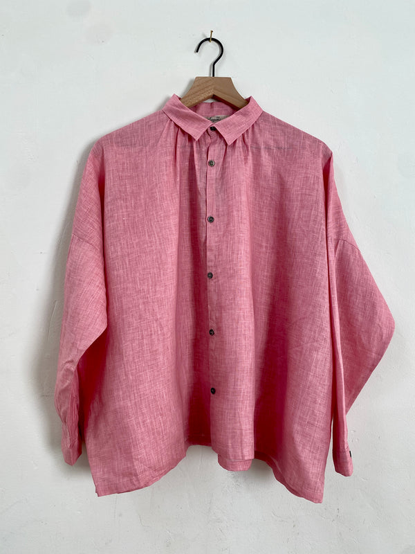 Color Pigment Woven Linen Shirt