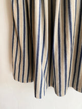 Woven Cotton-Linen Indigo Stripe Skirt