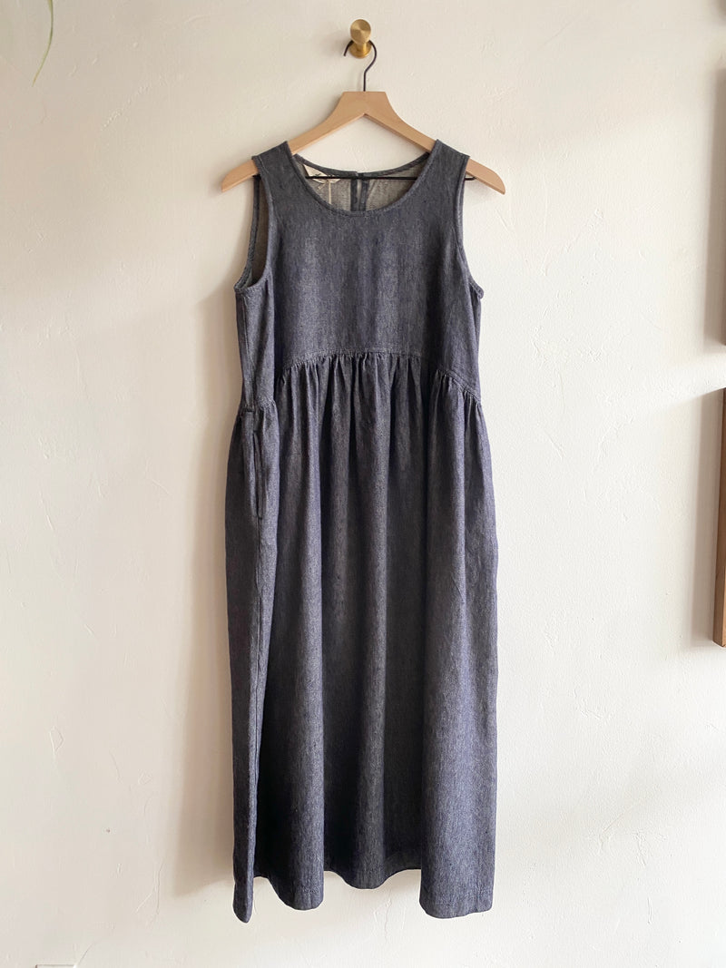 Woven Cotton-Linen Denim Dress