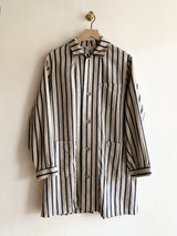 Woven Cotton-Linen Indigo Stripe Atelier Jacket