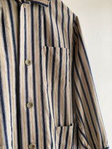 Woven Cotton-Linen Indigo Stripe Atelier Jacket