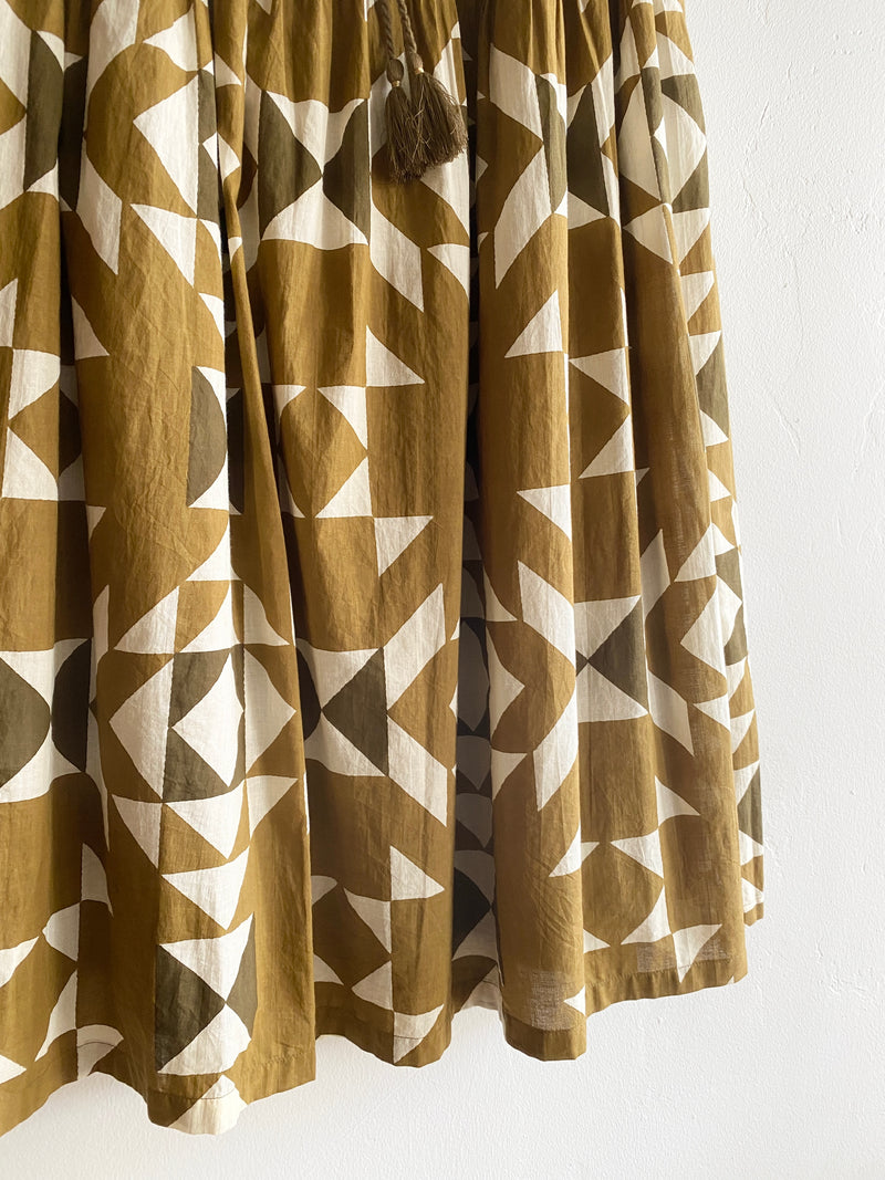 Woven Cotton Quilted Print Skirt
