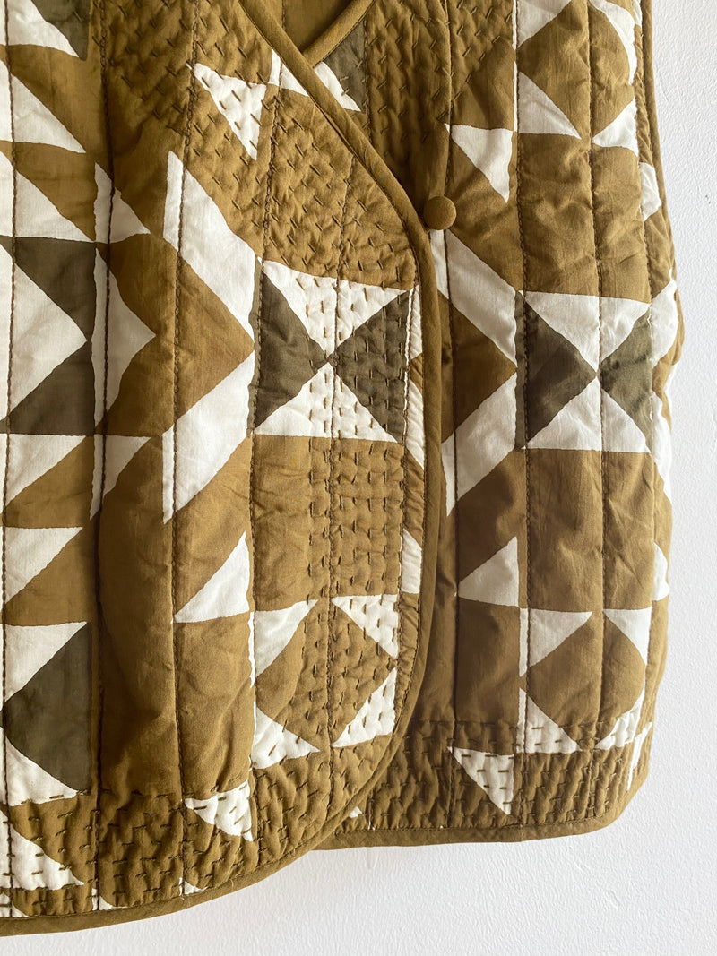 Woven Cotton Quilted Print Vest
