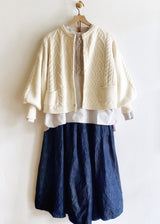 Volume Sleeve Aran Knit Cardigan