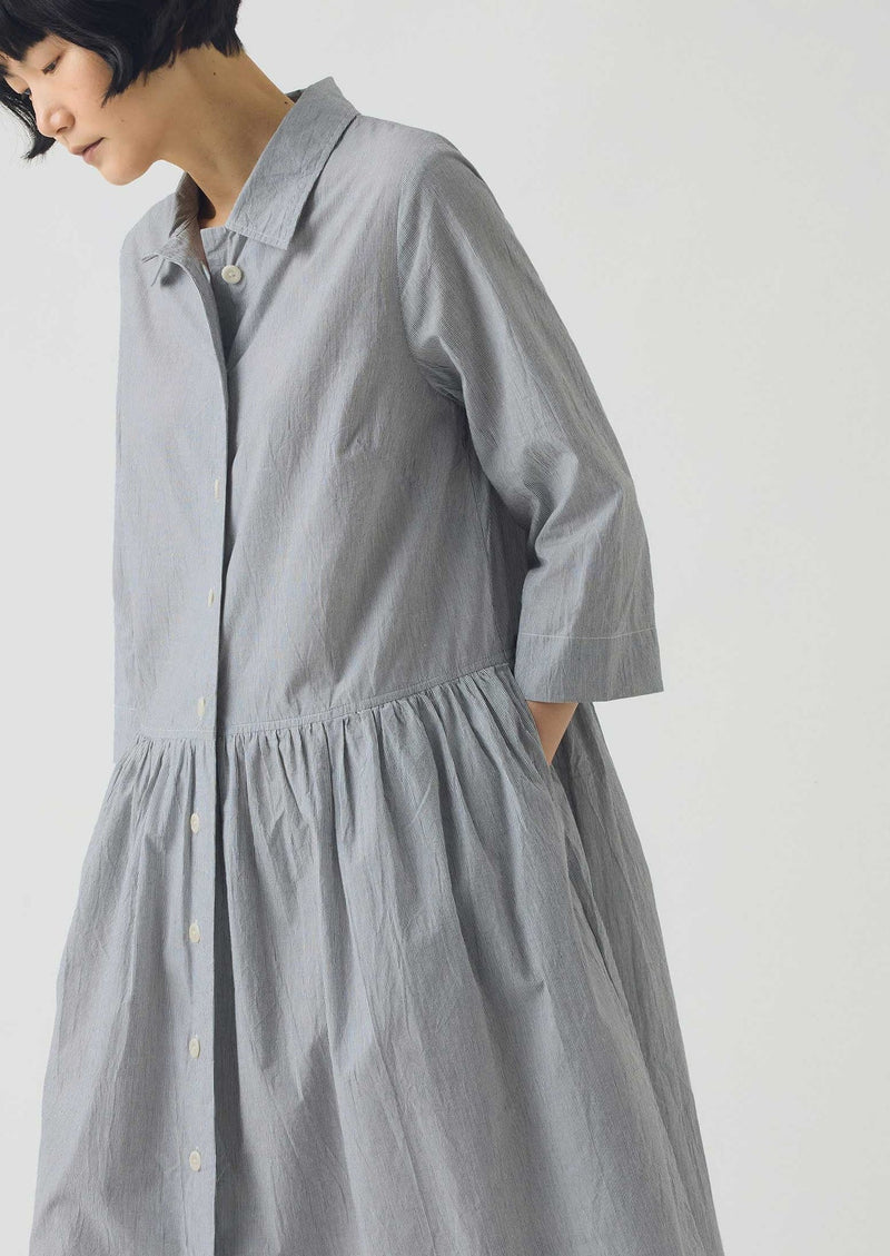 Fine Stripe Cotton Shirt Dress