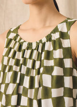 Block Print Warp Check Sleeveless Dress