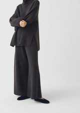 Wool-Cashmere Oversized Ribbed Sweater, Charcoal