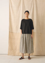 Pleated Cotton Stripe Skirt