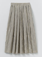 Pleated Cotton Stripe Skirt