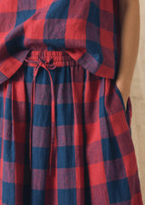 Gingham Linen Check Skirt