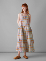 Check Linen Dropped Waist Dress