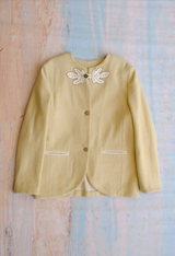 Elliot Merino Wool-Silk Jacket, Cornsilk Yellow