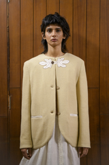 Elliot Merino Wool-Silk Jacket, Cornsilk Yellow