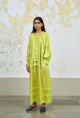 Alva Silk Dress in Lime