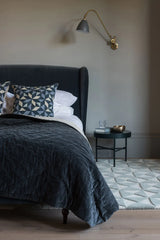 Niki Jones Velvet & Natural Linen Throw, Slate