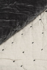Niki Jones Velvet & Natural Linen Throw, Slate