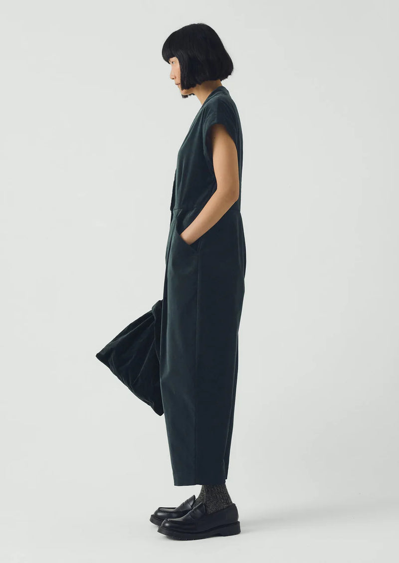 Cotton Velvet Cross Front Jumpsuit, Oil