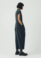 Cotton Velvet Cross Front Jumpsuit, Oil