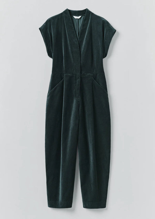 Cotton Velvet Cross Front Jumpsuit, Oil