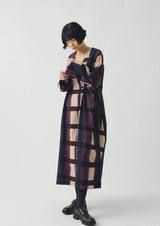 Shadow Still Print Cotton Silk Dress, Cassis