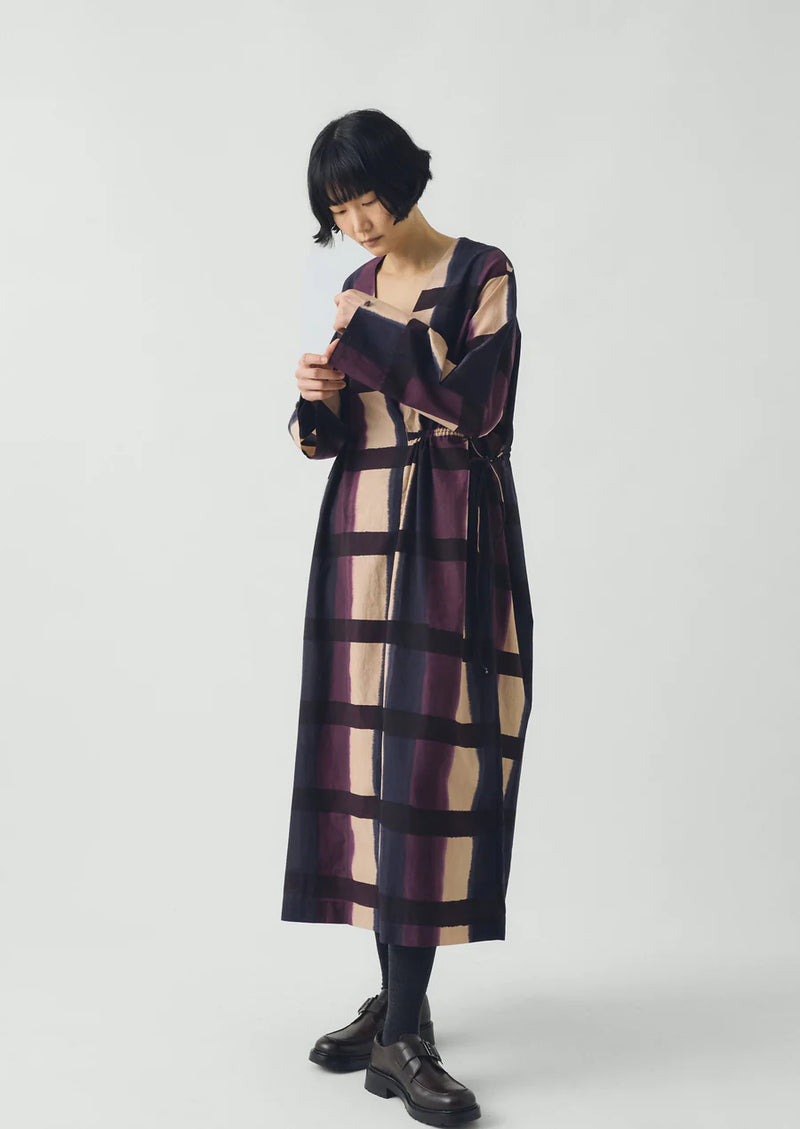 Shadow Still Print Cotton Silk Dress, Cassis