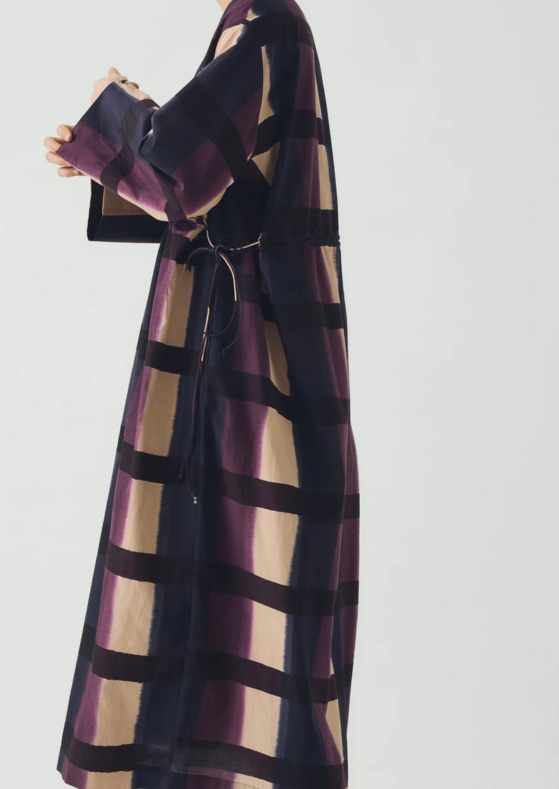 Shadow Still Print Cotton Silk Dress, Cassis