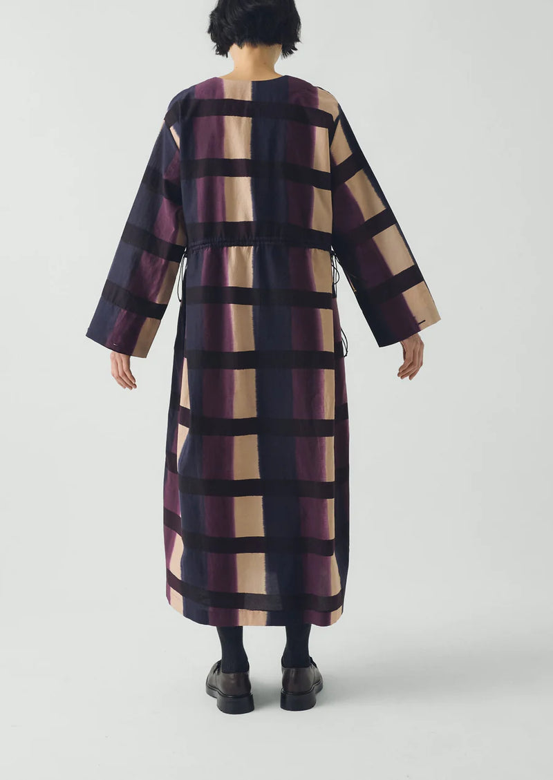 Shadow Still Print Cotton Silk Dress, Cassis