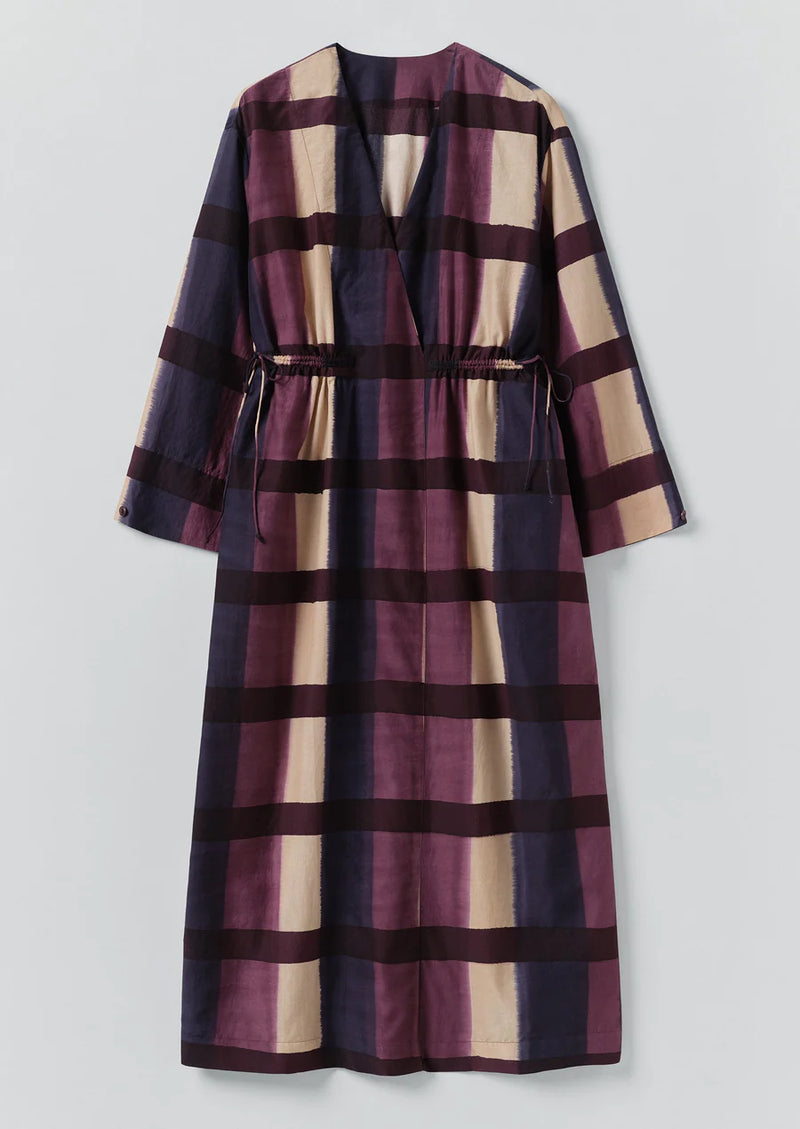 Shadow Still Print Cotton Silk Dress, Cassis