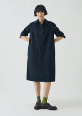 Cotton Workwear Tunic Dress, Slate Blue