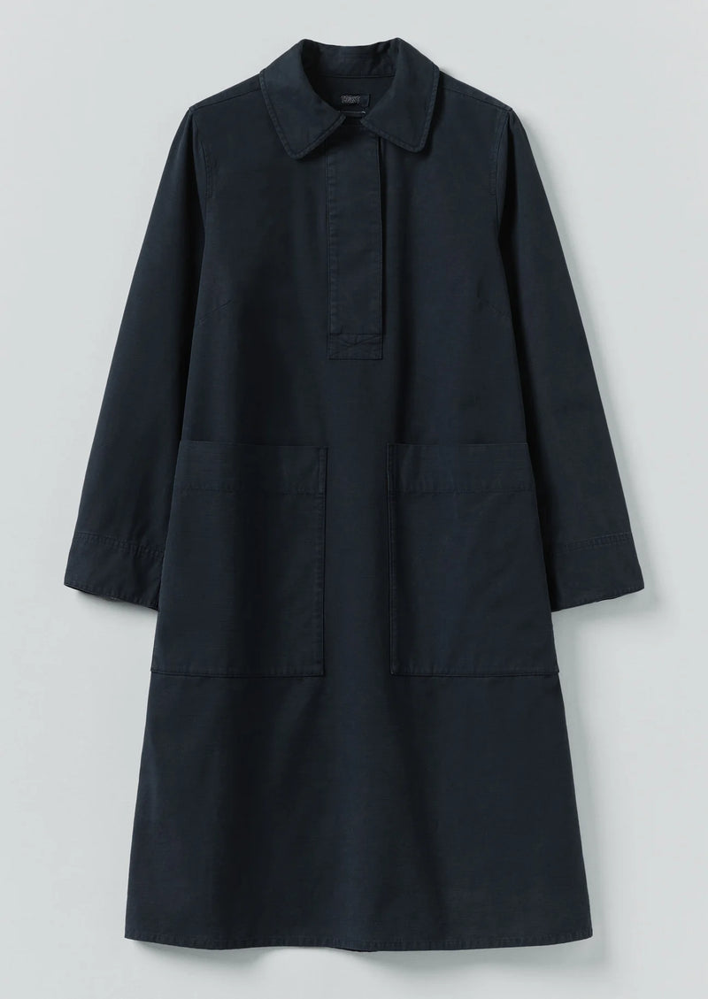 Cotton Workwear Tunic Dress, Slate Blue
