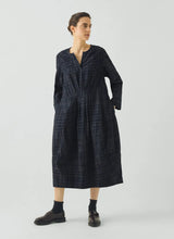 Space Dyed Indigo Check Dress