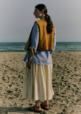 Quilted Cotton Linen Wrap Vest