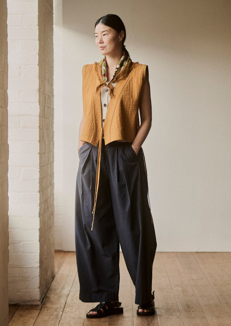 Quilted Cotton Linen Wrap Vest