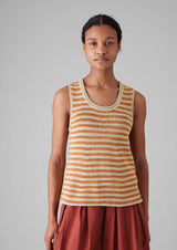 Stripe Linen Cotton Knitted Vest