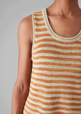 Stripe Linen Cotton Knitted Vest