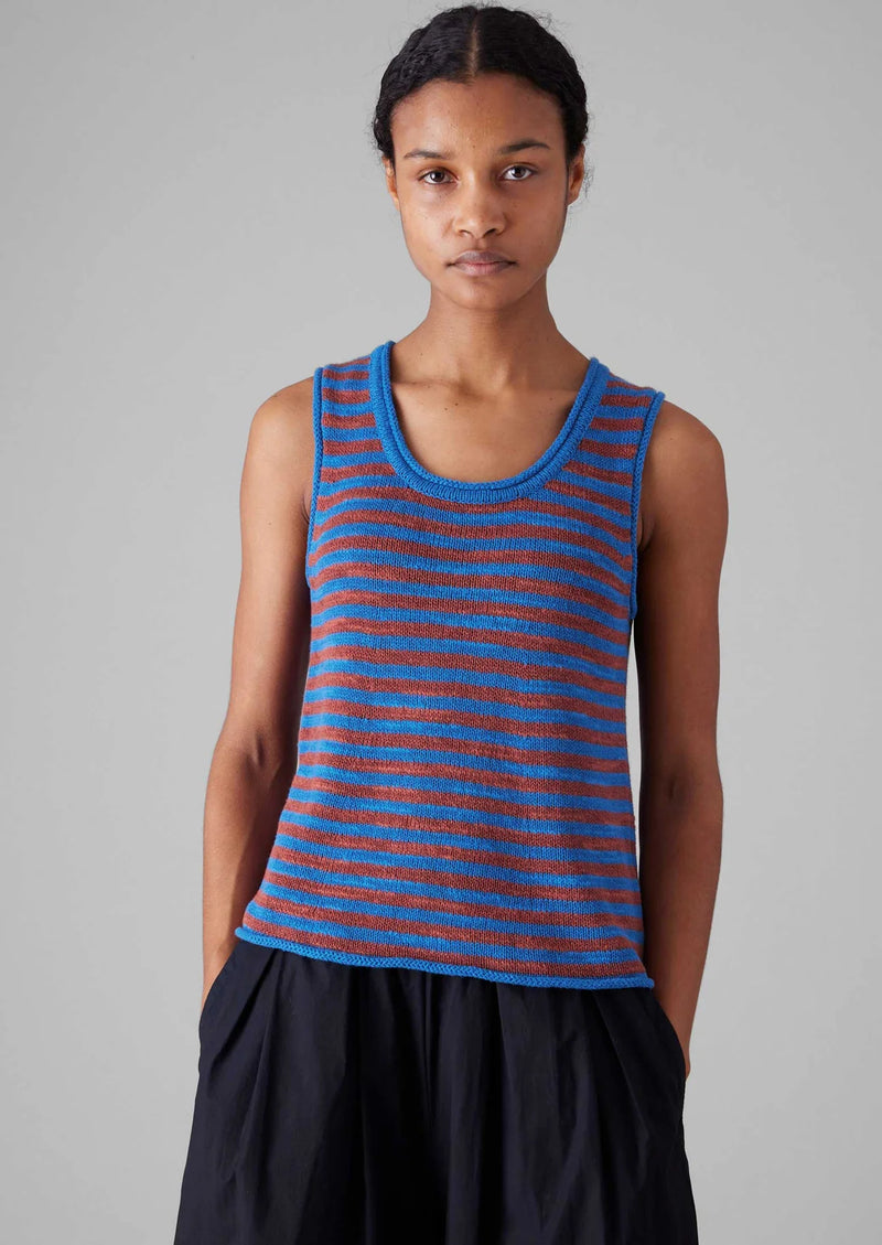 Stripe Linen Cotton Knitted Vest