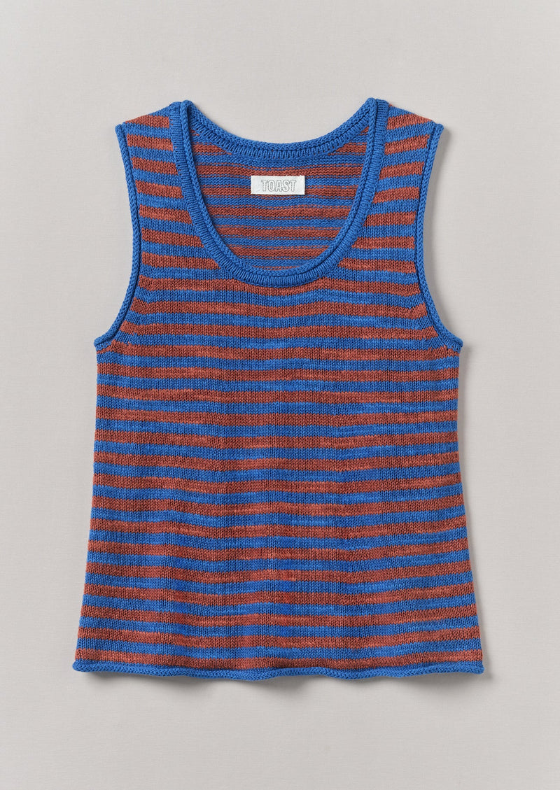 Stripe Linen Cotton Knitted Vest