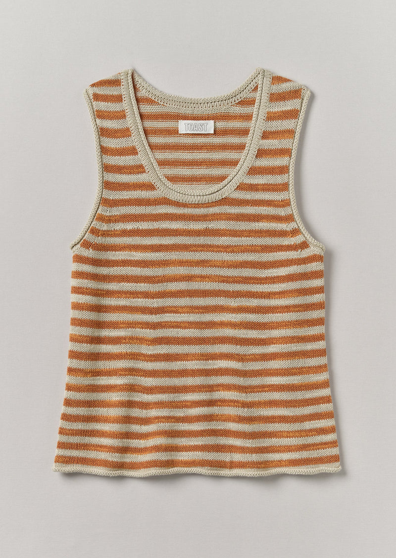 Stripe Linen Cotton Knitted Vest