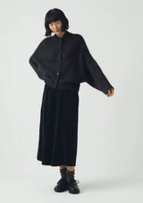 Wool Mohair Round Cardigan, Charcoal
