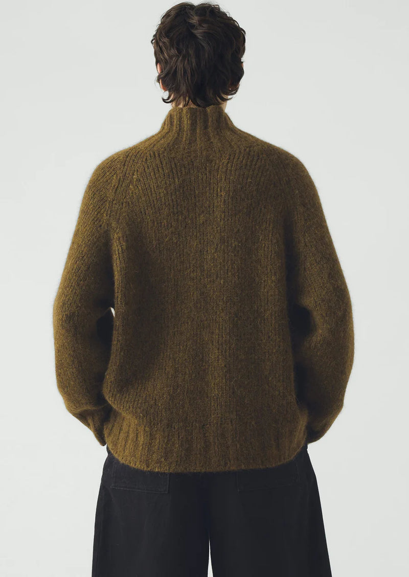 Lofty Alpaca High Neck Sweater, Olive